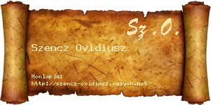 Szencz Ovidiusz névjegykártya